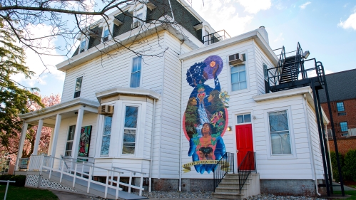 Colorful mural on the Center for Latino Arts and Culture