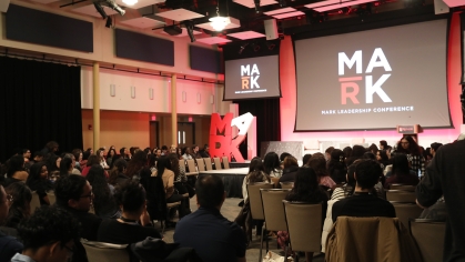 Students await the beginning of the 2024 MARK Conference in the Livingston Student Center Multipurpose Room 