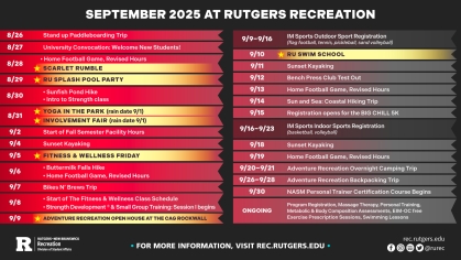 Recreation September Program Calendar