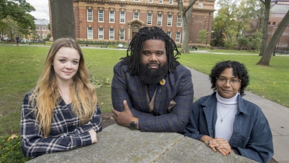 Brittany Burke (SEBS '23), Darnell Thompson, Ashlee Bonsi (SAS '23)