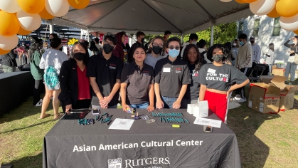 students tabling for the Asian American Cultural Center during Involvement Fair