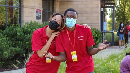 two members of the move-in team from Rutgers Residence Life