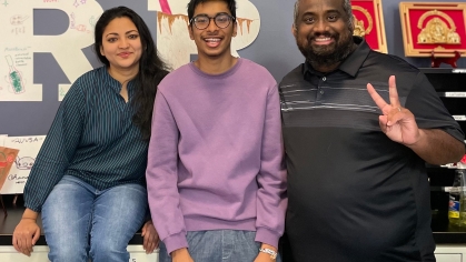 Asian American Cultural Center staff Naima Chowdhury Om Patil, and Jacob Chacko