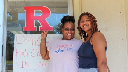 Rutgers student with their parent during Move-In