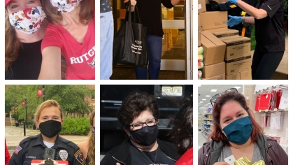 collage of staff working on campus during pandemic