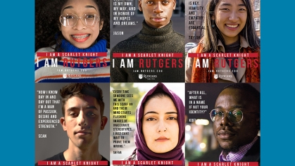 collage of six students and the phrase I am a Scarlet Knight. I am Rutgers