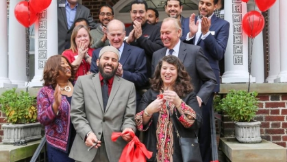 groupf of Rutgers Student Affairs staff and university president
