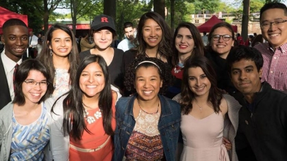 group of students standing outside