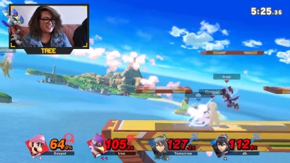 Khloe Cabalfin playing Super Smash Bros.