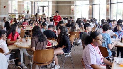 Students eat at Busch Dining Hall during New Student Orientation