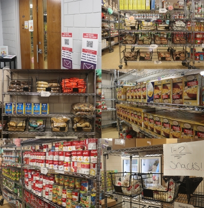 shelves of canned foods