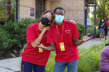 two members of the move-in team from Rutgers Residence Life