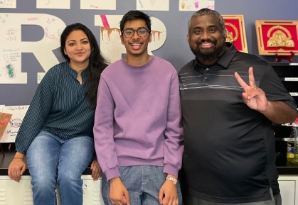 Asian American Cultural Center staff Naima Chowdhury Om Patil, and Jacob Chacko