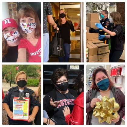 collage of staff working on campus during pandemic