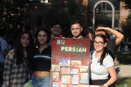 Members of the Rutgers Persian Cultural Club. From L-R: Selma Javaherian, Denna Jelvani, Hossein Sadeghiadl, Kevin Khademhir, Pirouz Vaziri, and Golara Hatefi