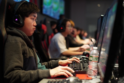 Student plays a game at the Rutgers Esports Center