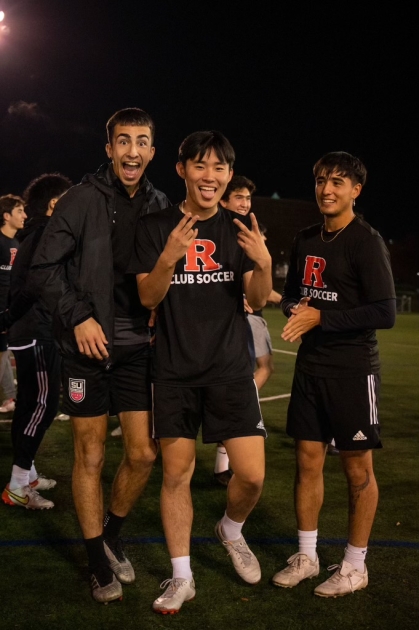 Rutgers Men's Club Soccer players pose for the camera