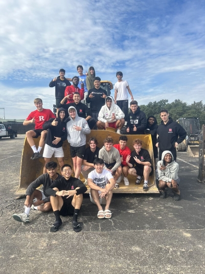 The Rutger's Men's Club Soccer team celebrating after their final regular season match win before heading to regional championships