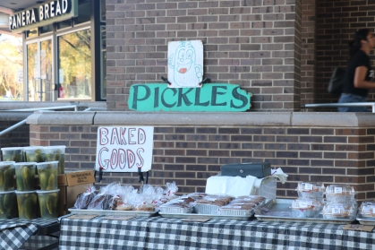 Pickles & baked goods available at a fall Farmers Market