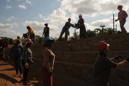 Teams helping to build the bridge
