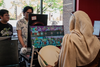 Students playing video games